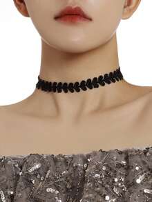 Bộ 5 vòng cổ choker ren đen nhiều lớp kiểu Gothic có thể điều chỉnh kích thước dành cho nữ, thích hợp đeo hàng ngày, Halloween và cosplay. - màu đen - Xem 7