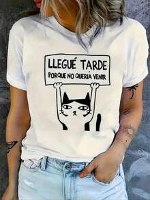 Camiseta de algodón pesado 100% con estampado personalizado divertido de gato 220g - Blanco - Ver 8