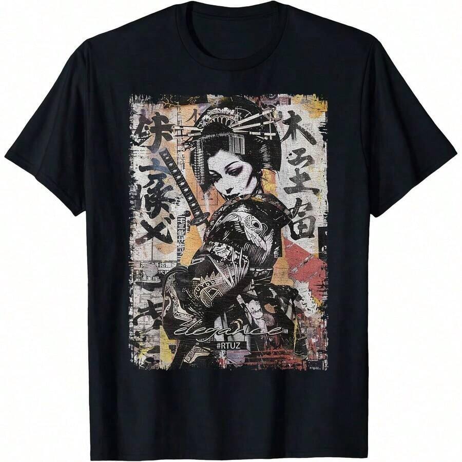 1 Piece Ramen Noodles Cat T-Shirt An Y2K Kawa Retro Cats Manga Anime For All Seasons, 100% Pure Cotton, One-Sided Print, Round Neck, Short Sleeve, Unisex, Base Layer, 180g, 100% Cotton, Designs Are Fully Printed. Unisex. - 顏色 10 - 查看 1