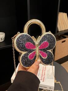 Bolso de mano de mariposa de acrílico de moda, nuevo bolso de hombro cruzado con cadena y embrague para mujeres - Multicolor - Ver 5