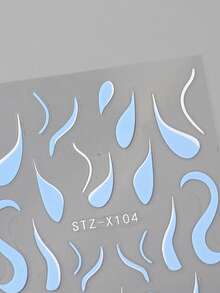 2pcs/Pack 3D Line Nail Art Stickers, Self-Adhesive Nail Decoration, Blue And White Water Ripple Line Pattern, French Line Nail Art Stickers, Suitable For Women Or Nail Salon Use - Multicolor - View 6