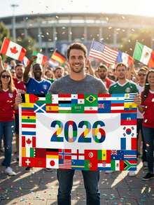1 件 2026 年世界杯各国国旗横幅，足球派对装饰背景，包含多个国家的国旗，适合体育迷游戏之夜、观赛派对、室内外装饰。 - A - 查看 9
