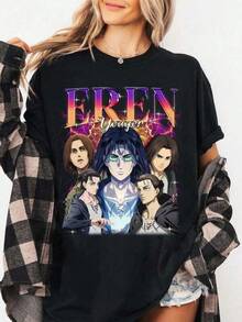 Eren Yeager T-shirt i begränsad upplaga, unis-ex anime manga t-shirt, present till otaku, unis-ex - kan ges bort till familjen - avslappnad rund halsad t-shirt med tryck för kvinnor/män, kortärmad utomhuskläder, retro urban mode för kvinnor/män, kortärmad, vardagskläder i fyra säsonger, semester - kortärmad t-shirt med dynamisk och snygg design, plus size, lämplig för alla årsT-ider, lättskött för vardagliga affärstillfällen och vardagsliv, plus size-kläder - kläder för sportfans, present till fotbollsfans, unis-ex sport-t-shirt, - t-shirts för animeentusiaster för kvinnor, sommarkläder för kvinnor, avslappnad sommar-t-shirt för kvinnor, t-shirts för kvinnor, sommarkläder för kvinnor, avslappnad sommar-t-shirt för kvinnor. - Svart - Visa 7