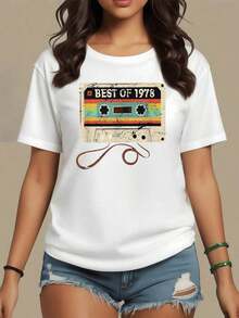 Retro Cassette Graphic With "Best Of 1978" Text Symbolizing Nostalgia And Passion For Classical Music. Women's T-Shirt, 100% Soft And Comfortable Cotton, Maija Women. - 白色 - 查看 8