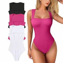 Mono mujer sin mangas, elástico y ajustado, con diseño que realza la figura, para verano - Estampado de albaricoque y fresa - Ver 4
