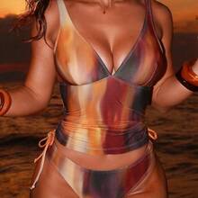 Swim  Sexy Leopard Print Camisole & Bikini Top For Women, Summer Beach Vacation,Beach Vacation 2026 New Women's Swimwear ArrivalFor School,Suitable For Holiday, Date, Afternoon Tea, Western, Cruise, Beach, Island, Road Trip, All Seasons, Music Festival, Boho Vacation,Bohemian Vacation, Chill Autumn ,Western Boho ,Elegant Dress For Women Lively Holiday Colorful Prints Boho Curve Bathing Suit Set Beach Swimsuit Swimsuits For Woman Curve Sexy Tankini Swimsuit Curve Beachwear - Rosa Fucsia - Ver 2