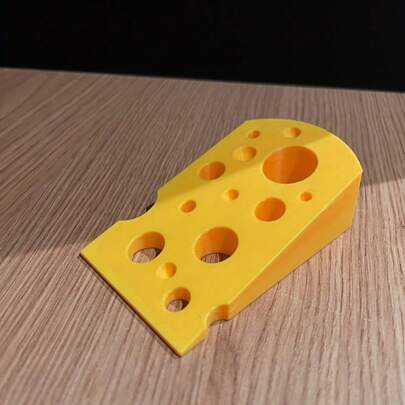 Swiss Cheese Doorstop - Heavy Duty Plastic Yellow Door Wedge, Cute Cheese Shape, Door Bottom Safety Buffer Pad, Suitable For Room, Bedroom, Main Door - Easy Installation Without Screws