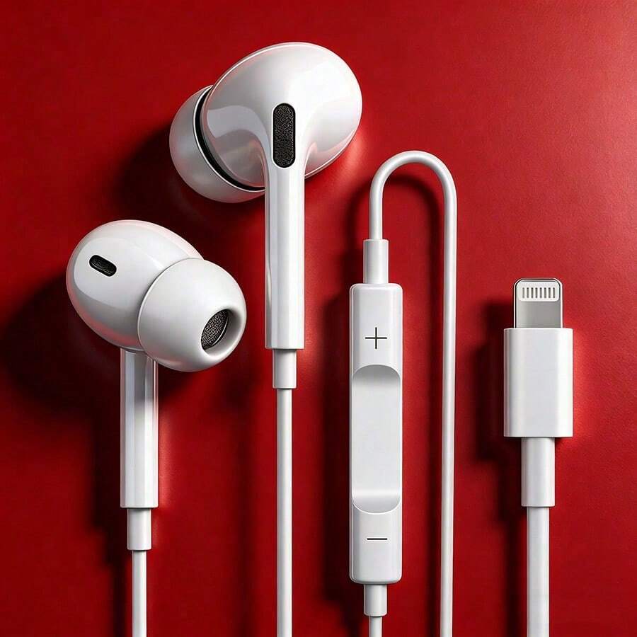 Lightning Connector Wired Headphones With Remote To Control Music, Phone Calls, Wired Earphones Compatible With IPhone Earbuds With Lightning Connector Compatible With IPhone 14/13/12/11/XR/XS/X/8/SE/Pro/Pro Max Support All IOS Systems - 白色 - 查看 1