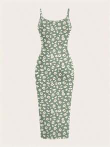 Vestido camisero de Body entero minimalista y casual con estampado de margaritas, adecuado para el verano - Multicolor - Ver 5