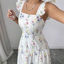 Elenzya Women's Floral Print Ruched Waist Elegant Long Dress, Suitable For Dates And Parties - Rosa Pálido - Ver 9