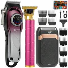 LQT家用理发工具套装（4件套/3件套/1件套） - 便携式可充电理发器、胡须修剪器、耳鼻毛修剪器和电动剃须刀，无线多功能男士理容套装，USB充电迷你理发器，是居家理发、胡须造型和个人护理的理想之选，也是节日和父亲节的绝佳礼物。 - A-粉紅色 - 查看 13