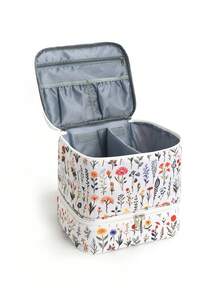 Double Layer Cosmetic Storage Box With Detachable Nail Polish Organizer Inserts, Large Capacity Makeup Storage Bag, Suitable For Travel, Vanity, Salon And Home Use - Multicolor - View 7