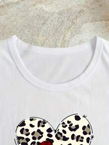 Plus Size Women T-Shirts,Girlfriend Fiancee Wife ,100% Cotton Casual Printed T-Shirt,Crew Neck Short Sleeve,Cotton T-Shirt,For Going Out,Gift,Summer,Unisex - 白色 - 查看 4