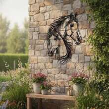 1pc, Galloping Horse Metal Line Sculpture - 40cm/15.75in - Modern Laser Cut Metal Wall Decor - Iron Wall Art, Indoor/Outdoor Home Yard Balcony Decoration - Elegant Wall Hanging Ornament - Barn Entrance Metal Decor - Western Enthusiast Gift - Black - View 3