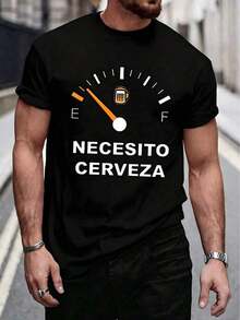 Impala Camiseta de manga corta con cuello redondo y estampado de panel de instrumentos para hombre, Oversize Manfinity Homme, para verano. - Negro - Ver 1