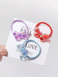 10pcs Jelly Transparent 3D Butterfly Hair Accessories Scrunchies, Elastic Hair Ties, Colorful Hair Bands For Ponytail - Multicolor - View 7