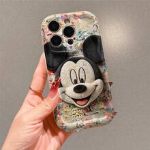 Disney Mickey Mouse Phone Case, Official Disney Character Design, Comic Print Mickey Head Plush Protective Cover. Compatible With IPhone 17, 16, 15, 14, 13, 12, 11 Pro Series, Featuring Mickey's Iconic Head With A Newspaper/Comic Print Texture Against A Background Of Classic Disney Comics, Perfect For Disney Fans And Mickey Lovers To Showcase Their Favorite Character, Ideal For Birthdays, Holidays, Anniversaries, Graduation Gifts, Or Any Special Occasion To Surprise Family, Friends, Classmates, And Loved Ones. - White - View 2