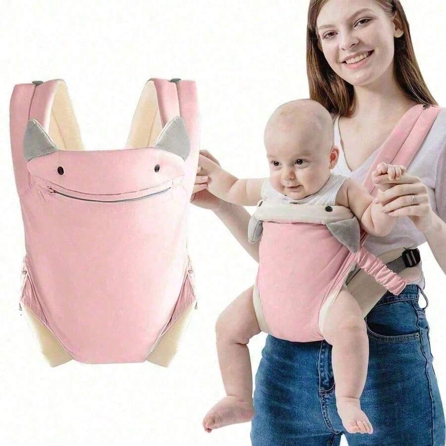 Four Season Baby Carrier Newborn To Toddler With Pocket, 4-In-1 Easy To Wear Ergonomic Adjustable Breathable Carrier Slings, Perfect For Baby Infants Up To 35 Lbs Toddlers - 粉色 - 查看 1