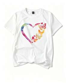 New Women's T-Shirt. Single Garment, Not A 3-Piece Set. 1 Piece/Set Of Short-Sleeved T-Shirts Suitable For Streetwear. Top Oversized Round Neck For Daily Outings, Camping, Concerts, Hip-Hop, Rock, And Rap Events. Short-Sleeved With Round Neck, 100% Cotton, Loose Fit, Casual And Versatile Style With Modern Print, Ideal As A Basic Garment. - 白色 - 查看 2