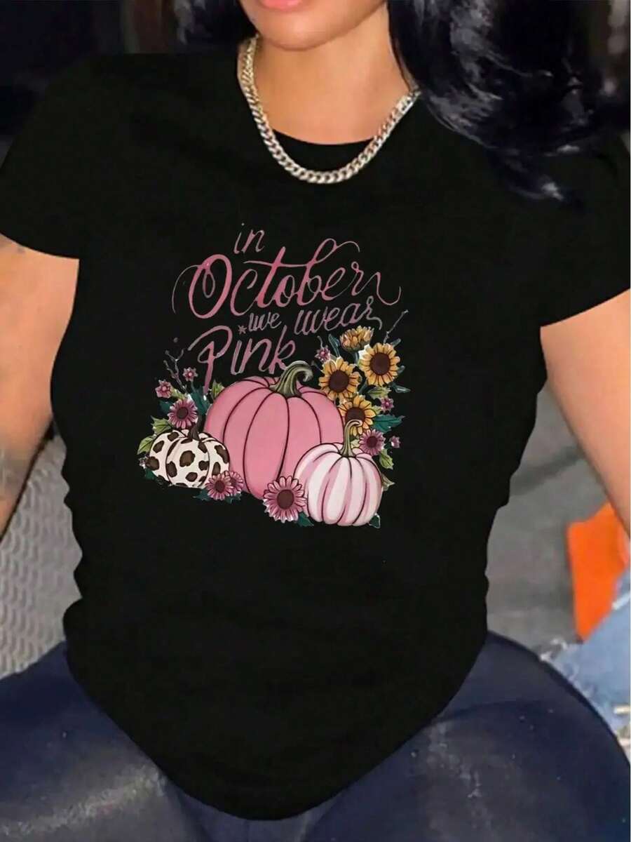 Camiseta Casual de Manga Corta para Mujer 1 Pieza 100% Algodón Pesado - Cuello Redondo Cómodo, Tops Suaves y Adorables - Negro - Ver 1