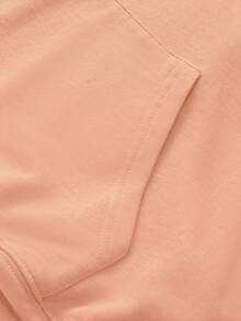 Women's Loose Hoodie, Coconut Tree Print, Casual Streetwear Style, Comfortable Fit, Suitable For Autumn/Winter Wear - Orange - View 5