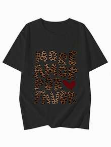 Women's Summer Fashion Short Sleeve T-Shirt Casual Outdoor Fashion 'Letter' Printed Loose Casual Women's T-Shirt - 黑色 - 查看 3