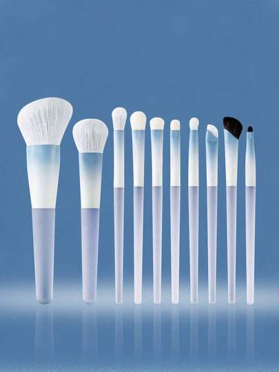 10pcs Makeup Brush Set, Animal Hair Makeup Brushes, Portable And Stylish