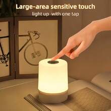Touch Bedside Lamp, Dimmable Desk Lamp, 3-Color Warm White LED Light, USB Plug-In/Rechargeable, Portable Touch Night Light, Mini Night Light, Valentine's Day Gift, Suitable For Bedroom, Living Room And Office Desk Decoration - Multicolor - View 2
