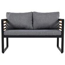 Garden Lounge Set, Garden Furniture Set With Galvanized Iron Frame (Large Set, 8-Piece Dining Table, 2 Two-Seater Sofas, 4 Individual Chairs, 2 Tables), Grey, Decorative Wooden Armrests. - Grey - View 9