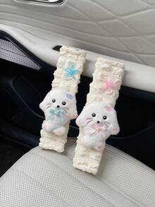 1/2pcs Cute Seal & Starfish Plush Car Seat Belt Covers, Safety Protection Pads - Multicolor - View 1