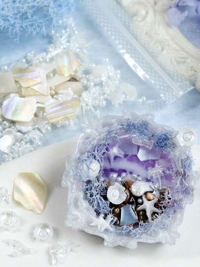 1 Bag Ocean Themed Resin Filler Materials, Pearlescent Seashells, Starfish, Seahorses, Asymmetrical Faux Pearls, Summer Epoxy Resin Mold Fillers, Jewelry Making DIY Crafts, Holiday Decor