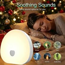 1个可充电新款白噪音夜灯，带7色氛围灯，内置10种舒缓白噪音，2种定时设置，具备睡眠音乐和夜灯功能，适合卧室、床头柜使用，也可作为生日礼物。 - 白色 - 查看 6