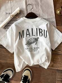 Camiseta deportiva de manga corta con cuello redondo y estampado de letras para mujer - Blanco - Ver 7