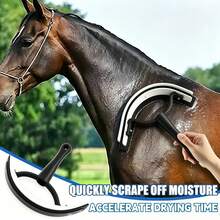 1Pc Horse Half-Moon Sweat Scraper. Designed For Gentle Care, Efficient Cleaning And Soothing Massage, Ideal For All Your Equestrian Needs. - Black - View 1