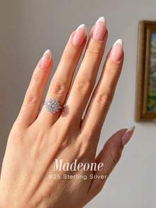 MADEONE 1件經典圓形花朵戒指，鑲嵌鋯石，適合作為訂婚禮物或節日禮物，珠寶禮品 - 花形鑽石戒指 - 查看 2