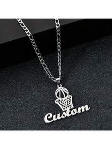 Customized Stainless Steel Basketball Net Sports Letter Name Necklace, Gift For Friends And Couples - Multicolor - View 7