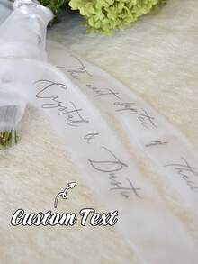 Custom-Designed Personalized Wedding Bouquet Ribbons - Floral Tapestries With Customizable Names And Dates, Suitable For Bridal Showers, Birthdays, Graduations - Made Of Polyester, With An Elegant Design, Ideal For Wedding Guest Gifts And Celebratory Decorations, Exquisite Style And Fine Workmanship. - Multicolor - View 5