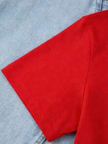 G7222 Nueva Llegada Camiseta de Talla Pequeña con Estampado de Letras para Primavera y Verano 2024 Ropa Fresca de Verano para Mujer - Rojo - Ver 5