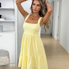 Square Neck Backless Bow Tie Ruched Multi-Layer Ruffle Hem A-Line Pinafore Dress, Crepe Fabric, Casual Relaxed Elegant Office Commute Resort Spring Summer Dress For Women Yellow Sundress Women Yellow Summer Dress Women Casual Sundress Sexy Sundress Summer Dresses For Women Casual Dresses For Women Cute Dresses For Women Sundress For Women Women's Dress Women's Summer Dresses Summer Outfits For Women Dress Women Sundresses Best Selling Dresses Cute Summer Dress For Women Sundress For Women Classy - Blanco - Ver 7