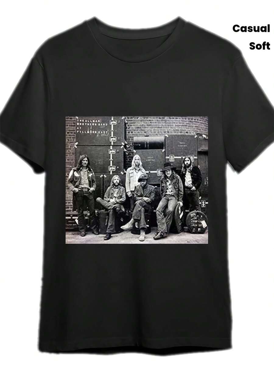 Unisex retro 1971 FillmoreEsteIconoCamiseta de música retro de conciertos, de tela suave, una prenda básica de estilo casual urbano adecuada para todas las estaciones, versátil para cualquier estilo, asequible para el uso diario y un regalo perfecto para fans y amigos.paramujer, camisetasdemujer, blusascasualesparaDama, tops, adecuadoParaFiesta&DiarioDesgaste, PerfectoParaVacaciones&Tiempo de Juego GenialParaFiesta&FamiliaVacaciones - Negro - Ver 1