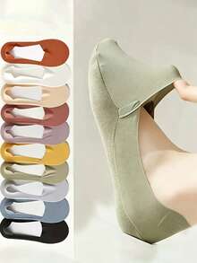 1/3/6/10/15/20 Pairs Women's Summer Ice Silk Invisible Socks, Candy Color Thin Non-Slip Daily High Heel Socks, Halloween Christmas Gift - Multicolor - View 9