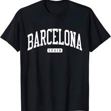 Barcelona España España Universidad Estilo Camiseta - Negro - Ver 1