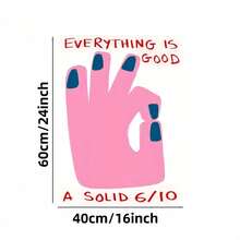 Enmarcado lienzo decorativo inspirador con marco - "Todo está bien" - Diseño a mano, rosa con detalles azules, póster impreso en HD para sala de estar, dormitorio, recibidor - Regalo ideal para amigos, fiestas, decoración de pared inspiradora - Enmarcado - Ver 6