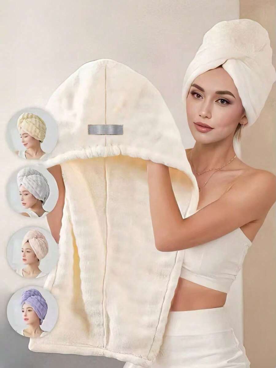 1件裝女款長髮快乾帽,超吸水快乾毛巾帽,多色可選,適合女性。快乾微纖維毛巾帽,強效吸水,超快乾!可用作頭髮烘乾帽或髮毛巾。 - 彩色 - 查看 1