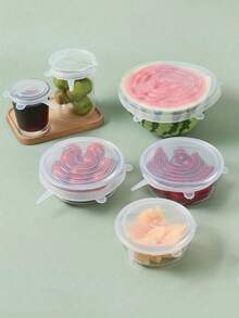 1/6pcs Silicone Stretch Lids, Food Bowl Covers, Reusable Food Saver Lids, Expandable Multi-Function Fruit & Vegetable Fresher Covers, Sealing Covers, Food Storage Containers, Reusable, Kitchen Accessories, Kitchen Storage Essentials, Tableware, Silicone Bowl Covers, Microwave Lids, Sealing Lids, Silicone Sealing Covers, Household Items - Multicolor - View 4