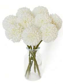 1/8 Bouquet Of Artificial Chrysanthemum, Dandelion, And Hydrangea Flowers, Suitable For Gifting To Friends, Brides, Wedding Decor, Home, Office, Cafe, And Party Use - White - View 9