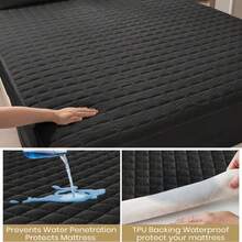 1 Waterproof Mattress Protector - Reusable Underpads, Solid Quilted Geometric Stitching Design, Thickened Durable Fabric, Suitable For Dorms, Camping, RVs And Hotels - Machine Washable, Mattress Waterproof, Camping Essentials, Modern Bed Cover - Navy Blue - View 5
