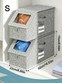 Extra Large Capacity Baseball Cap Storage Box, Dust-Proof Hat Storage Bin With Transparent Window, Sturdy And Foldable, Non-Woven Fabric TPU Outer Layer, Zipper Closure, Stackable Storage Bucket, Can Hold 12 To 20 Hats, Suitable For Closet Or Travel Use - Multicolor - View 11