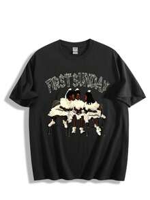 First Sunday Graphic Cotton T-Shirt For Men- True-To-Photo Vintage Washed Cotton Crew Neck Tee,Vintage Washed Cotton Crew Neck Tee, Retro Summer Breathable Short Sleeve Shirt, Regular Shoulder Fit Unique Artistic Print For Men And Women, Ideal Gift For Birthdays, Casual Wear, And Special Occasions. For Women,Valentine Outfits For Women,Tops De Mujer, Vacation Outfits Women, Clothes Women,Vintage Summer Outfits For Women, Track Suit For Her. A Perfect Valentine's Day Gift For Your Loved One! Black Short-Sleeve - màu đen - Xem 12