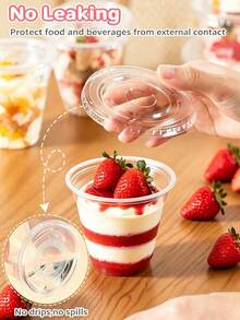 9oz Clear Plastic Dessert Cups With Solid Lids, Suitable For Ice Cream, Cake, Snacks, Fruit, Cold Drinks, Smoothies, Pudding And Salads - Multicolor - View 4